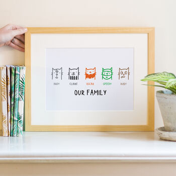 Cat Family Print Personalised, 2 of 12