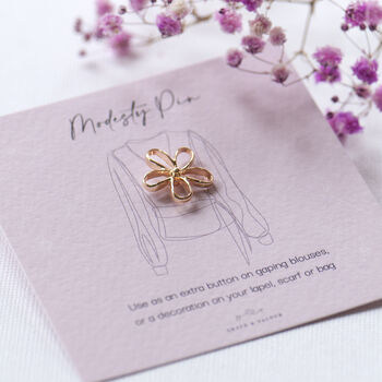 Gold Or Silver Colour Flower Modest Pin, 3 of 12