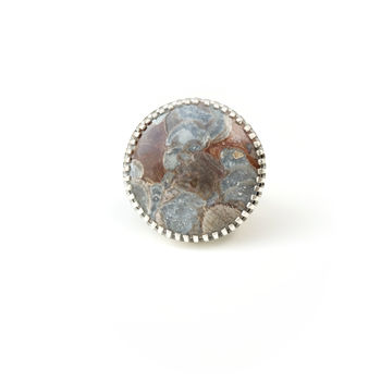 Rare Mushroom Jasper Gemstone Ring Set In Silver, 2 of 4