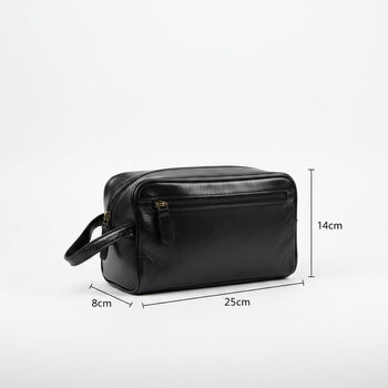 Black Genuine Leather Wash Bag, Toiletry Bag, 2 of 2