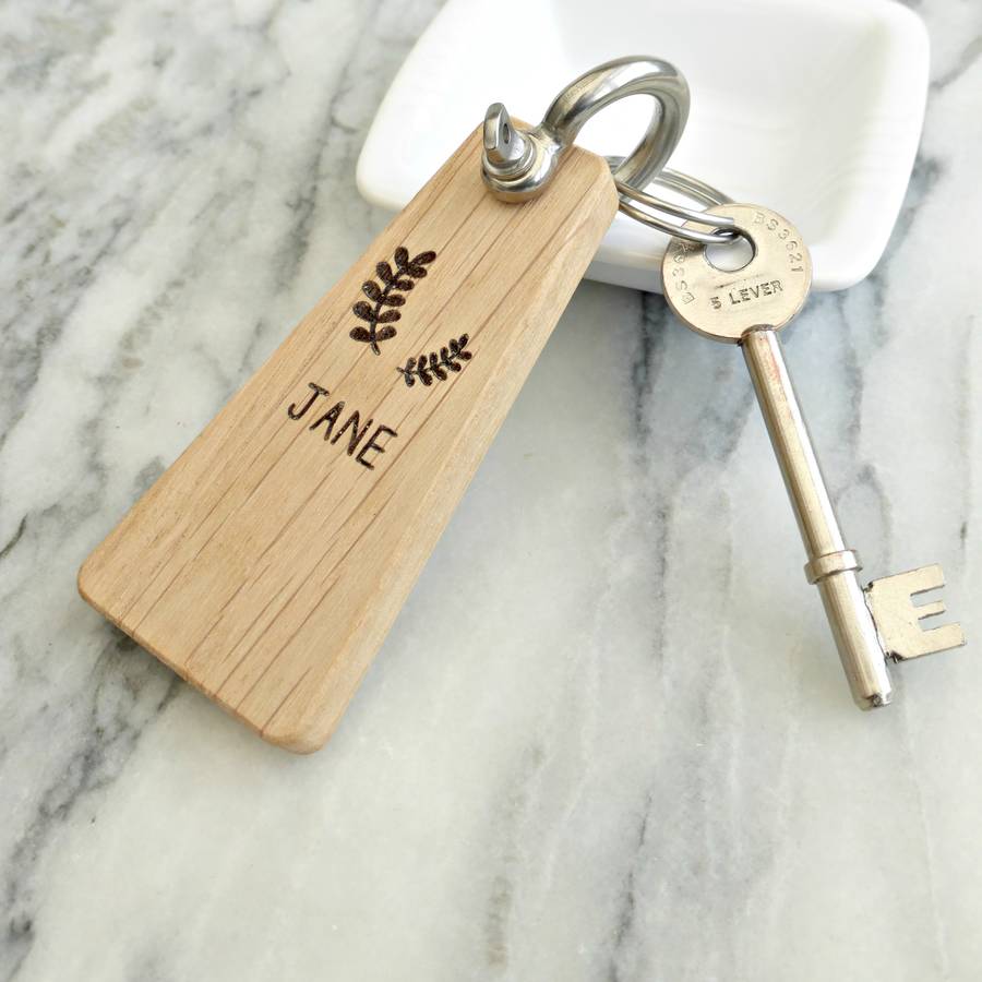 Personalised Wooden Keyring With 
