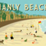 Manly Beach Retro Art Print, thumbnail 2 of 4
