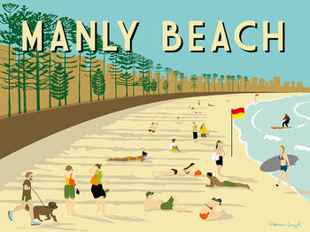 Manly Beach Retro Art Print, 2 of 4
