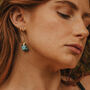 Turquoise Stone Dropper Kidney Wire Earrings, thumbnail 2 of 6