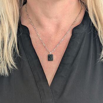 The Rectangle Black Onyx Necklace, Silver, 2 of 9