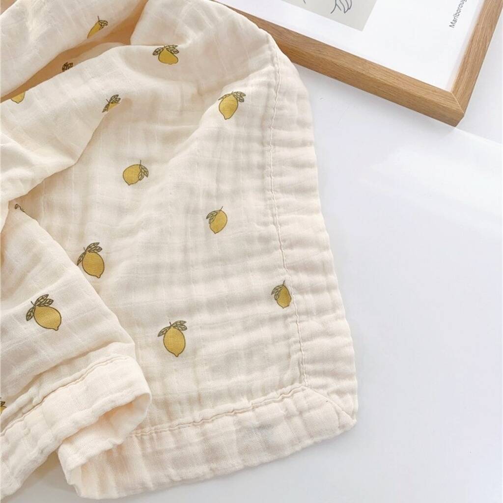 Four Layer Organic Cotton Lemon Blanket By Bumble Baby Boutique