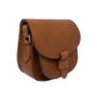 Crossbody Light Brown Caramel Tan Loop Closure Leather Saddle Bag Maya, thumbnail 3 of 6