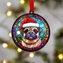 Puggle In Santa Hat Suncatcher Decoration, thumbnail 1 of 6