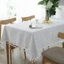 White Plaid Cotton Linen Square Table Cloth, thumbnail 4 of 7