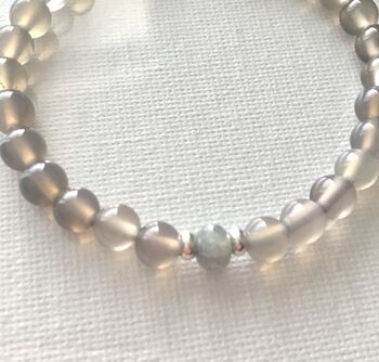 Labradorite And Grey Agate Silver Stacking Bracelet, 5 of 12