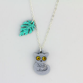 Bushbaby And Leaf Charm Necklace, 3 of 5