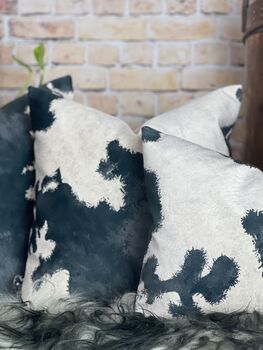 Cowhide Pattern Velvet Cushions Friesian, 7 of 12