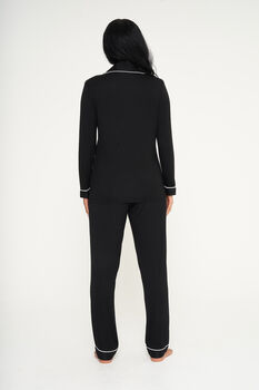Personalised Super Soft Black Long Jersey Pyjamas, 4 of 7