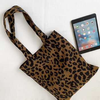 Leopard Black Tote Shoulder Bag, Back To School Bag, 3 of 6