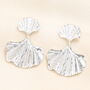 Stainless Steel Ginkgo Drop Earrings In Silver Plating, thumbnail 1 of 2