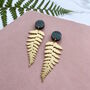 Gold Plated Fern Statement Drop Earrings, thumbnail 1 of 4