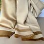 Silky Beige And Gold Border Reversible Scarf, thumbnail 6 of 7