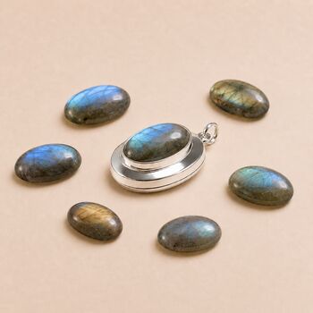 Personalised Sterling Silver Labradorite Gemstone Photo Locket Necklace, 3 of 6