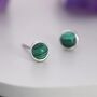 Natural Malachite Stone Stud Earrings In Sterling Silver, thumbnail 1 of 12