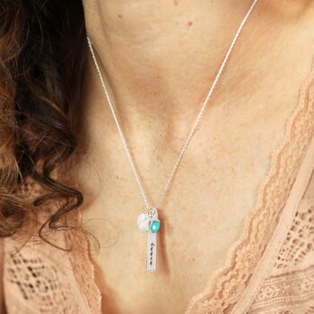 Personalised Bar And Birthstone Charm Necklace, 10 of 10