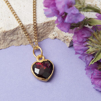 Healing Garnet Heart Gemstone Gold Plated Necklace, 2 of 10
