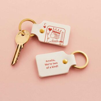 Personalised Playing Card Two Part Leather Keyring Set, 3 of 5