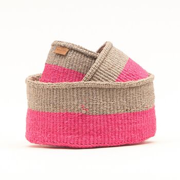 Maliza: Charcoal And Pink Duo Colour Block Woven Basket, 3 of 9