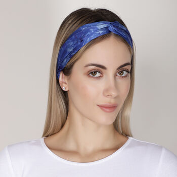 Abstract Blue Mulberry Silk Headband, 3 of 5