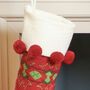 Personalised Red Fairisle Knit Pom Pom Stocking, thumbnail 6 of 8