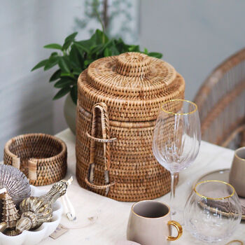 Natural Rattan Ice Bucket And Tongs, 2 of 5