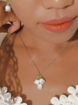 Sterling Silver White Lilly Of The Valley Jewelry Set, 5 of 10