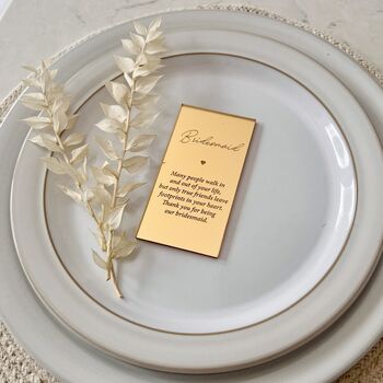 Bridesmaid Gold Silver Wedding Place Setting, 6 of 7
