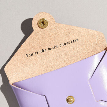 Personalised Lilac Wavy Leather Card + Coin Purse, 4 of 5