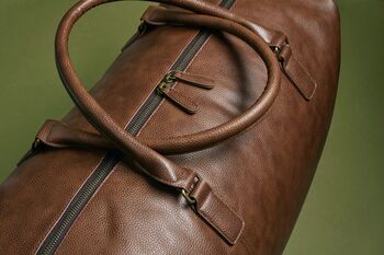 Personalised Leather Look Nuhide Pu Leather Weekender, 7 of 7