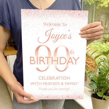 90th Birthday Rose Gold Welcome Sign, 5 of 6