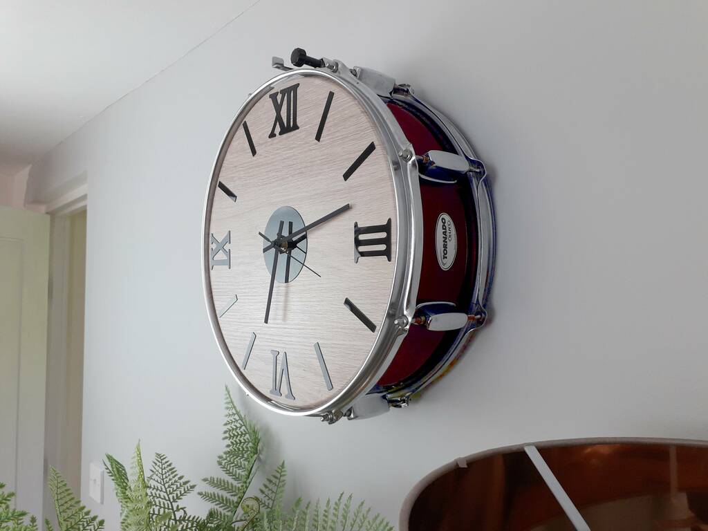 Large Drum Wall Clock 15 Inch By Vinyl Village