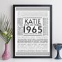 Personalised 60th Birthday Print Year Facts 1965 Gift, thumbnail 6 of 11