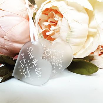 Perspex Save The Date Heart Tags, 2 of 5