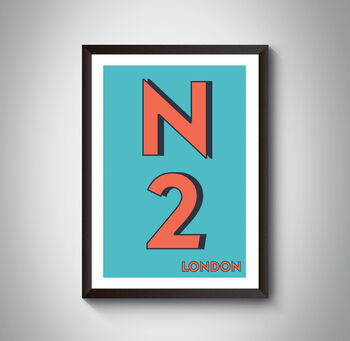 N2 Hampstead, Finchley London Postcode Print, 4 of 11