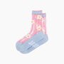 Daisy Stripes Combed Cotton Sheer Pop Socks In Blue/Pink, thumbnail 3 of 4