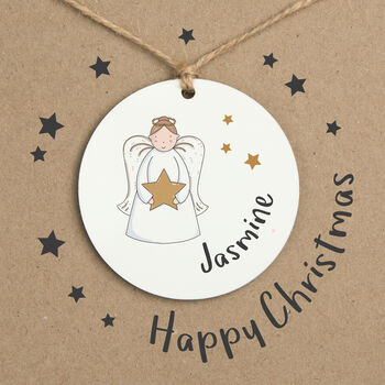 Personalised Angel Tree Decoration Christmas Card, 6 of 6
