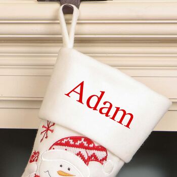 Personalised White Christmas Snowman Stocking, 4 of 6