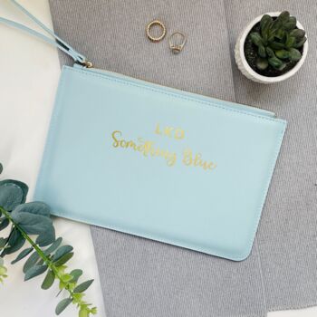 Personalised Something Blue Wedding Wristlet Pouch, 2 of 4