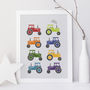 Personalised Bright Tractors Gift Print, thumbnail 1 of 8