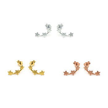 Sterling Silver Triple Star Stud Earrings, 4 of 6