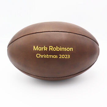 Personalised Vintage Leather Rugby Ball, 2 of 7