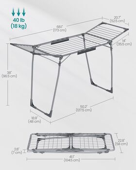 Winged Clothes Drying Rack With Sock Clip Arms, 3 of 7