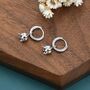 Lily Of The Valley Flower Charm Huggie Hoop Earrings In Sterling Silver, thumbnail 1 of 12