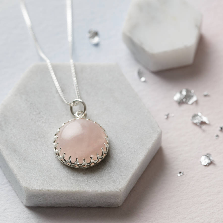 Sterling Silver And Rose Quartz Pendant By Jenny Grace Jewellery