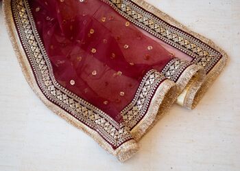 Aarshi Maroon Bridal Net Dupatta, 6 of 11